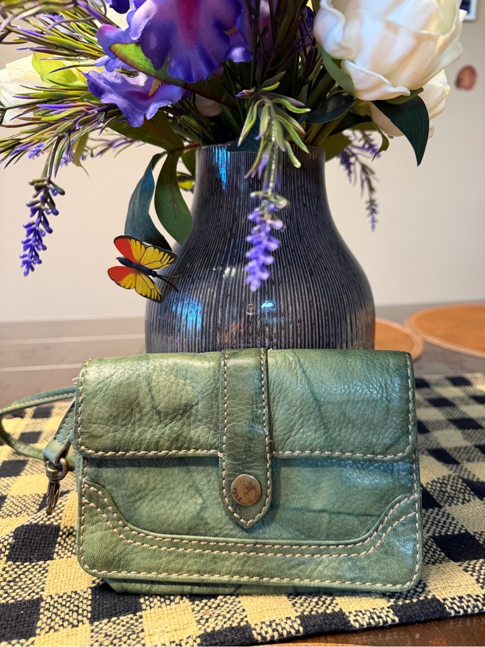Frye Green Leather Wristlet Wallet